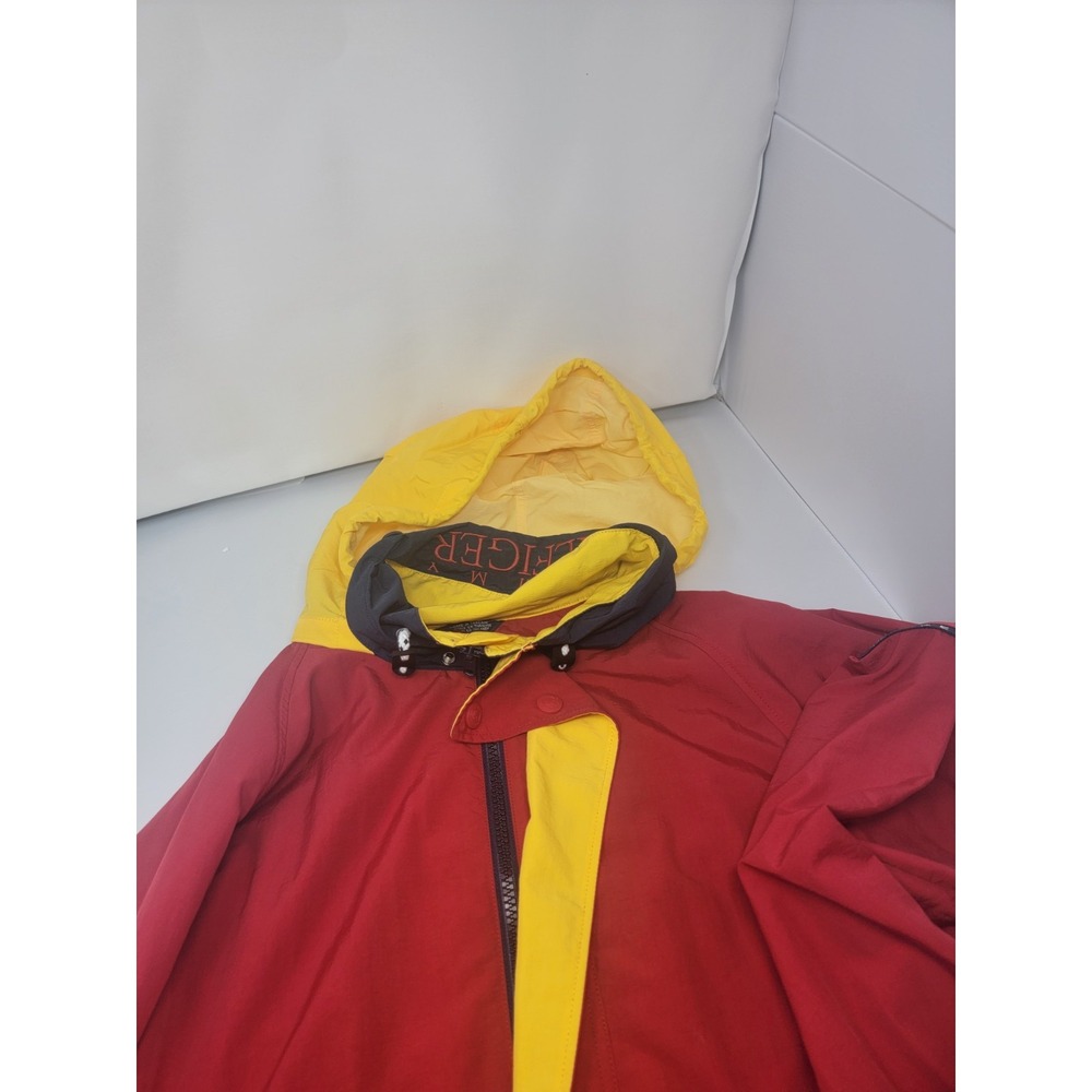 Vintage 90's Tommy Hilfiger Hooded Jacket Red Blue Men's Size XL Spellout Hooded - Picture 14 of 15